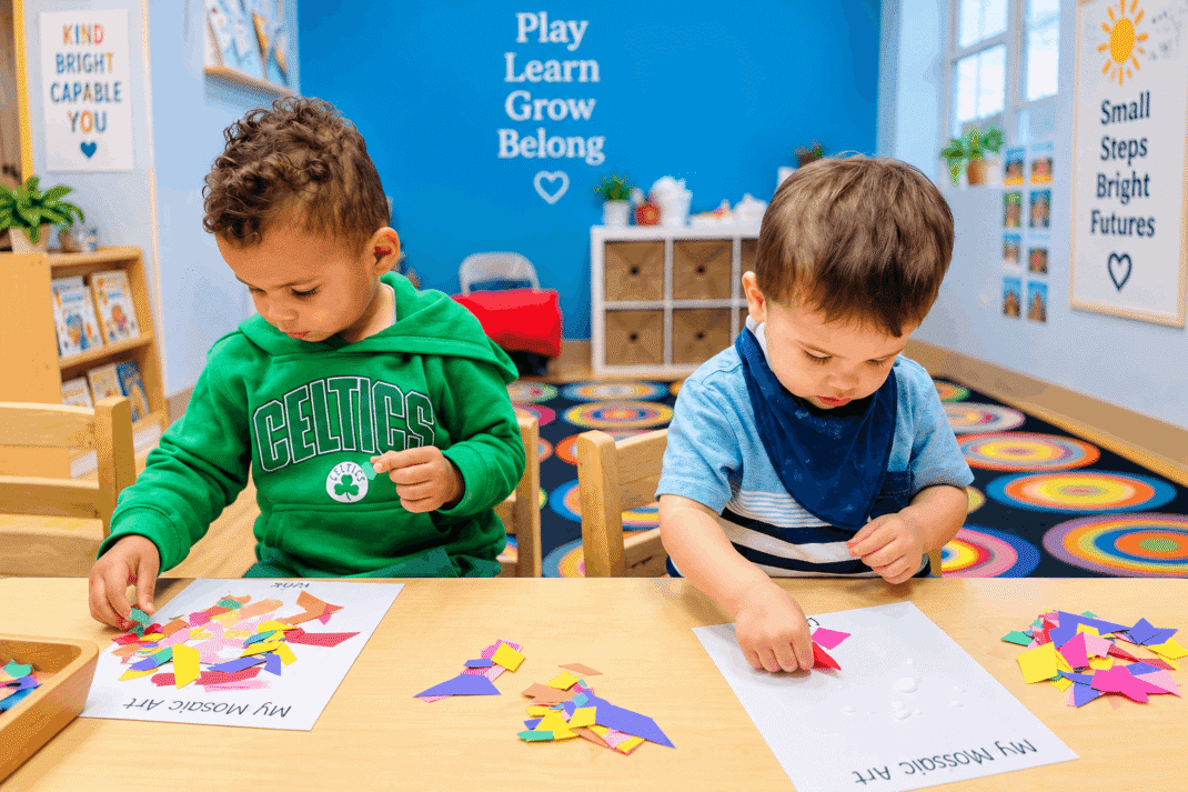 Children participating in a hands-on learning activity at The Giving Tree Daycare Logan Square